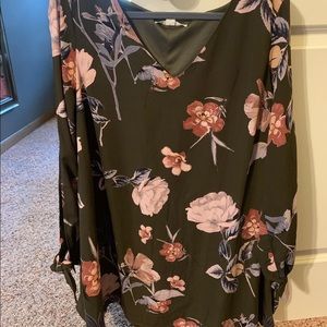 Dark Green Long Sleeve Floral Dress